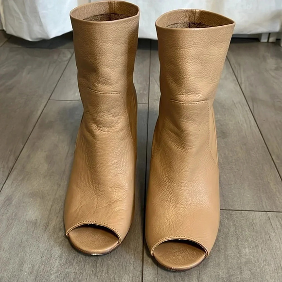 Soft Leather Peep Toe Sock Booties, Size 8.5 - Picture 3 of 9